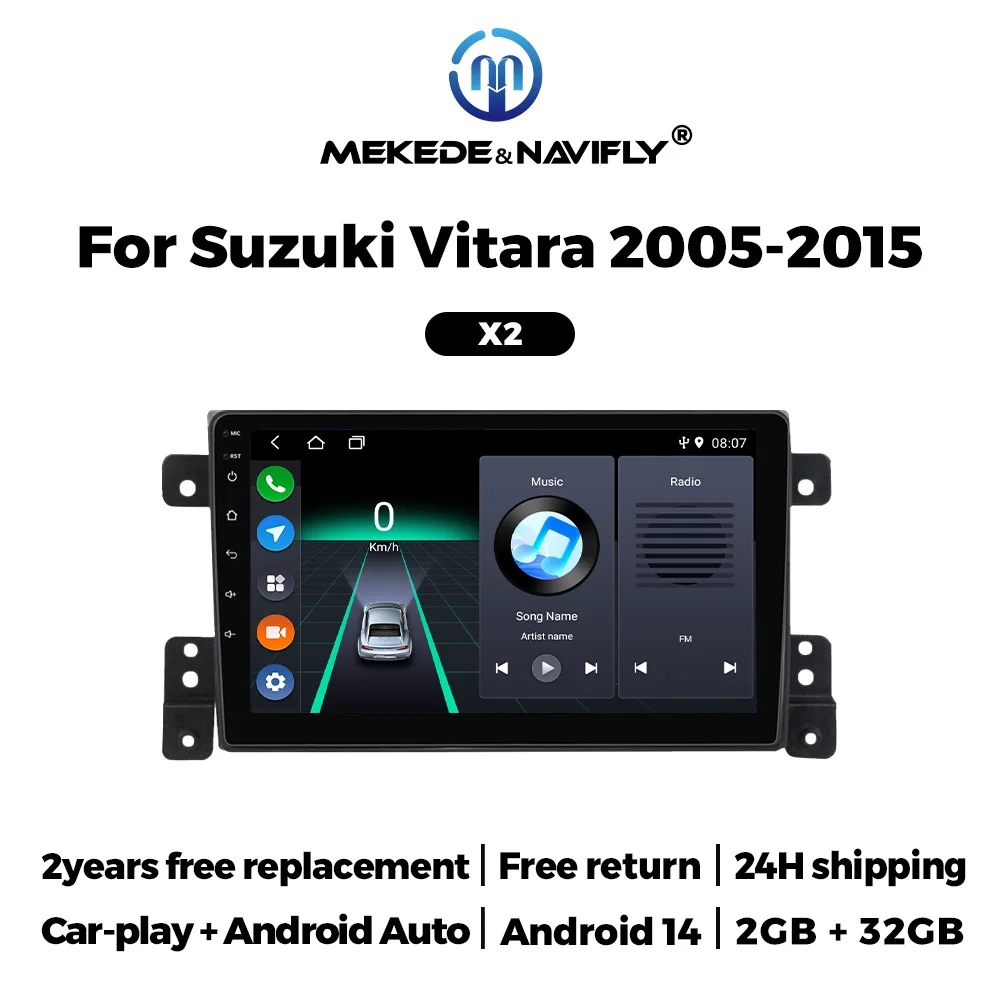 

MEKEDE&Navifly Android 14 9 Inch For Suzuki Vitara 2005-2015 Car FM Radio Multimedia Player GPS BT Carplay Auto Stereo WIFI DVD