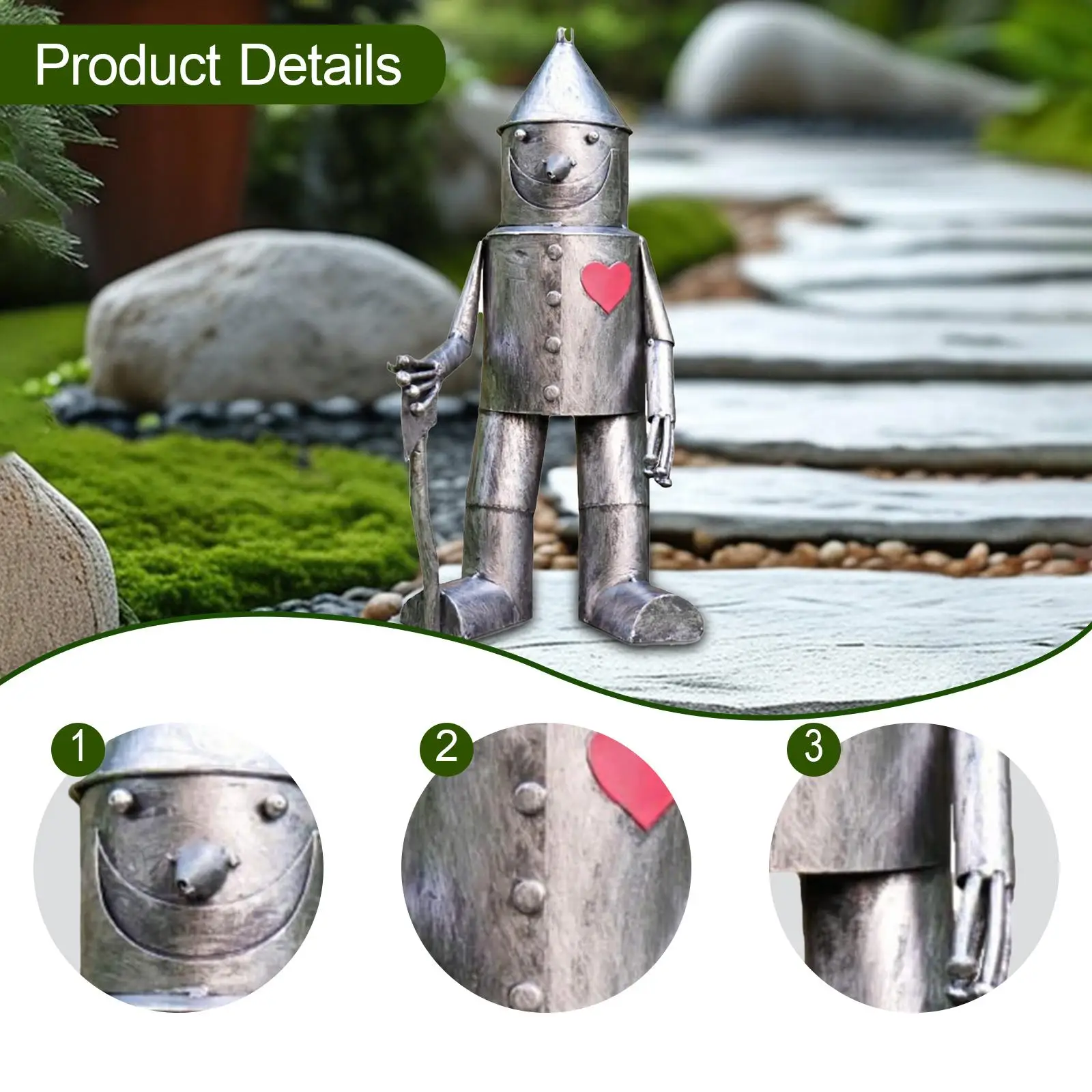 Tin Man Outdoor Statue Whimsical Yard Ornament Modern Sculpture Unique Outdoor Decor Lawn Patio Balcony Garden Backyard Patio