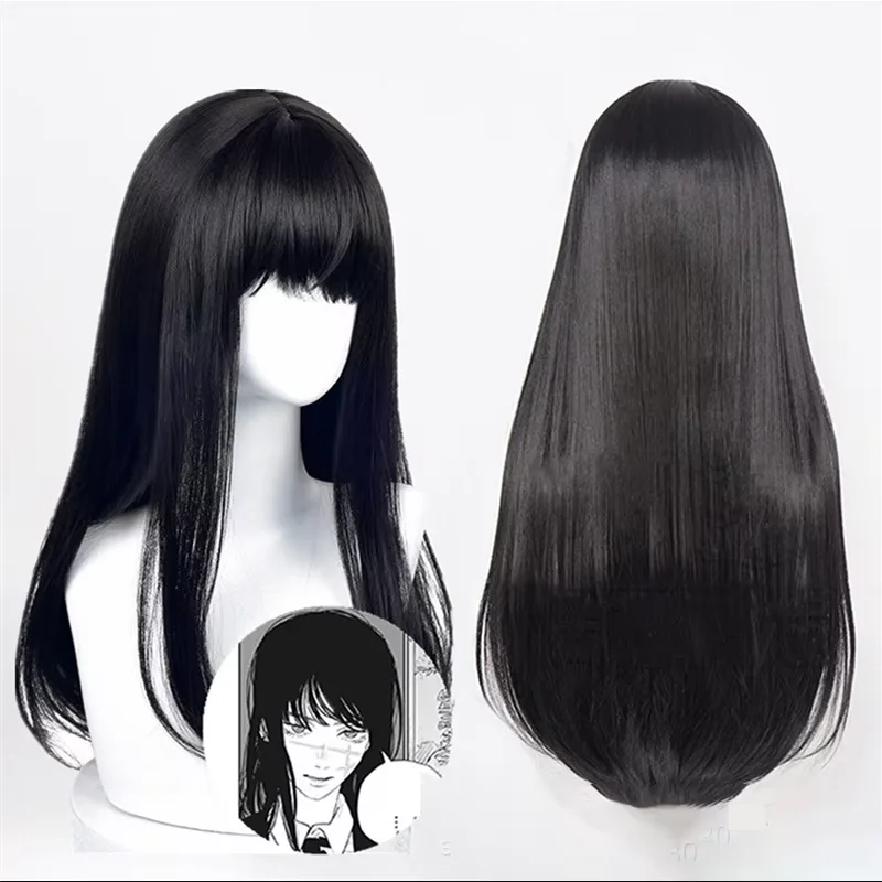 Mitaka Asa Cosplay Wig Anime Chainsaw Man 2 Protagonist  Modeling Headwear Woman Daily Clothing Match Black Long Straight Hair