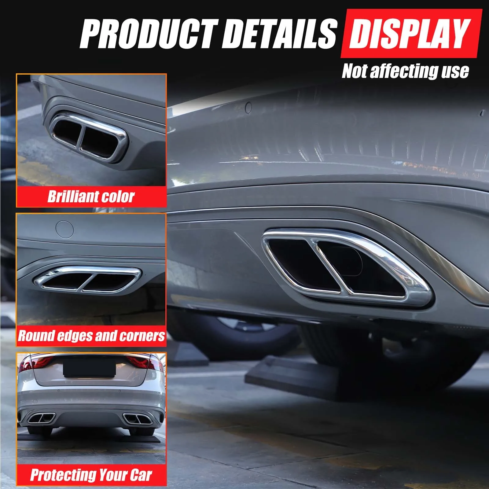 

Steel Modification Car Exhaust Tailpipe Decorative Cover For Jaguar XFL F-PACE 2021-2024 Four Outlet Tailpipe Trim Accessories