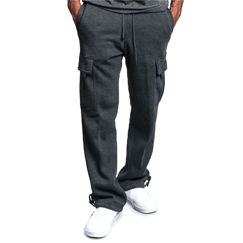 New men's casual multi pocket sports pants, soft sports pants, jogging pants, fashionable running pants, loose long work pants