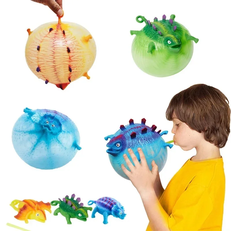 Enfants drôle soufflant animaux gonfler dinosaure balles d'aération Antistress ballon à main Fidget fête jeux de sport jouets pour enfants cadeau
