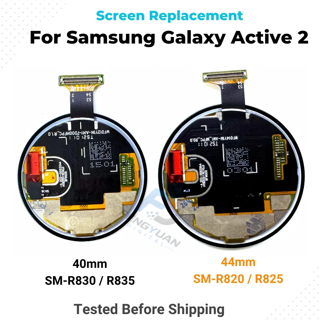 For Samsung Galaxy Watch Active 2 40mm SM-R830 R835, 44mm SM-R820 R825 LCD Screen Replacement Touch Display Digitizer