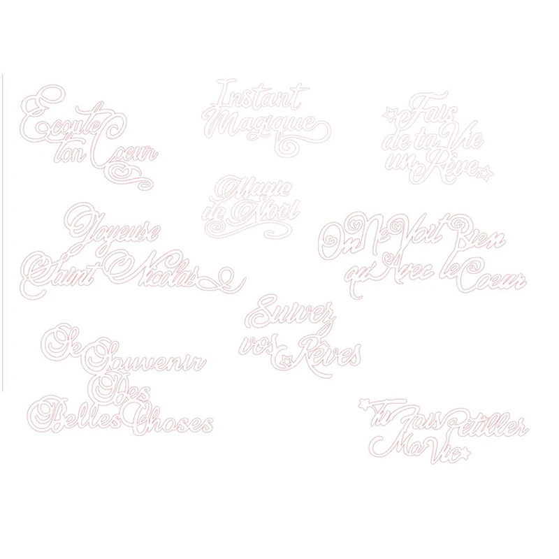 New Arrival Wish Francais Phrase Metal Cutting Dies for 2022 DIY Scrapbooking French Letter Word Stencil of Greeting Card Making