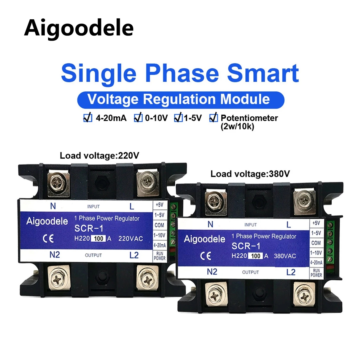 SCR Relay Module 220V 380V 10A-200A Enhanced Single Phase AC Voltage Regulator Module  with High Stability   SSR