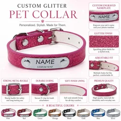 Collar personalizado PU reflectante ajustable para perros y gatos