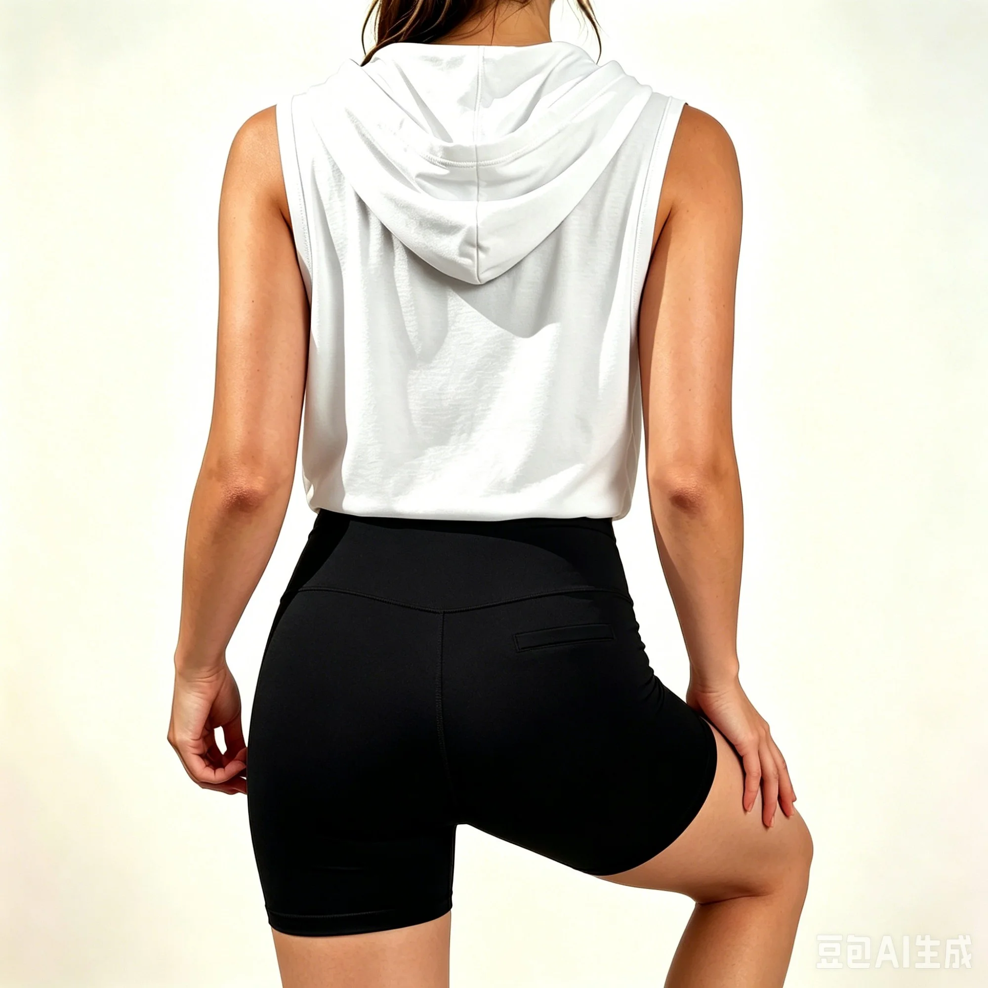 Women Summer Casual Sleeveless Hoodie and Stretch Yoga Shorts 2 Piece Tracksuit Set view 3