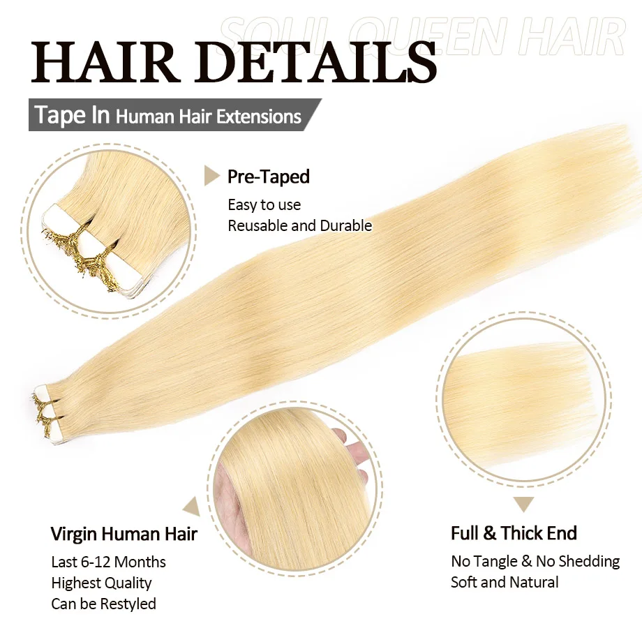 Real Human Hair Tape in Hair Extensions Straight Seamless Brazilian Remy Human Hair 14-24 Inch Tape in Hair Extensions 50g 20Pcs