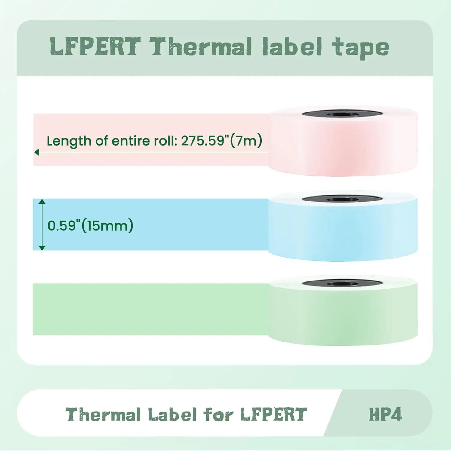 Phomemo D30 Continuous Color Label Paper 15mm X 7m Compatible for D30 D35 Q30 Label Maker Thermal Printing Inkless & Clean