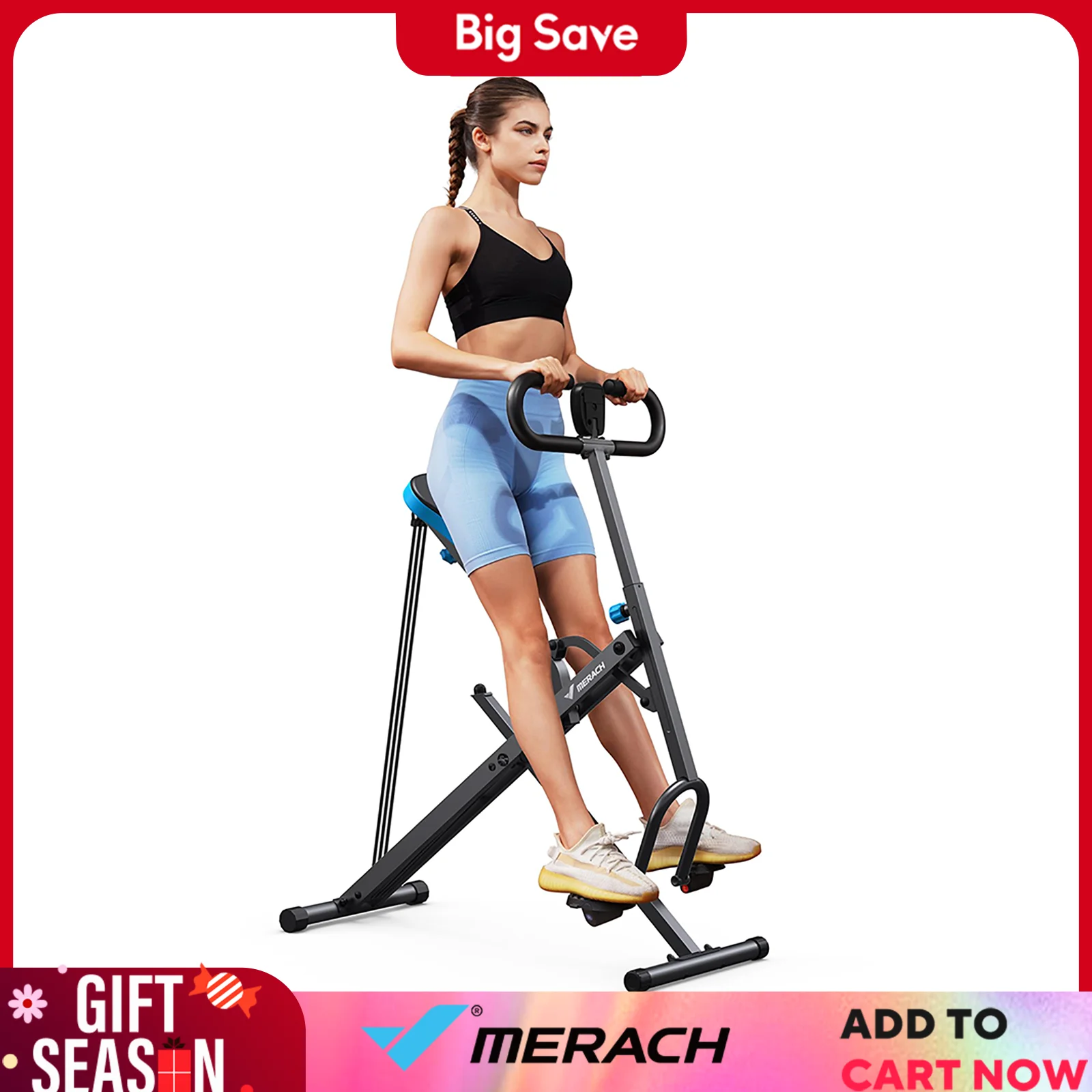 MERACH Squat Machine 2in1 Squat Rowing Machine Easy Setup Foldable Exercise Equipment Glute Trainer Machine Glutes Leg Home Fit