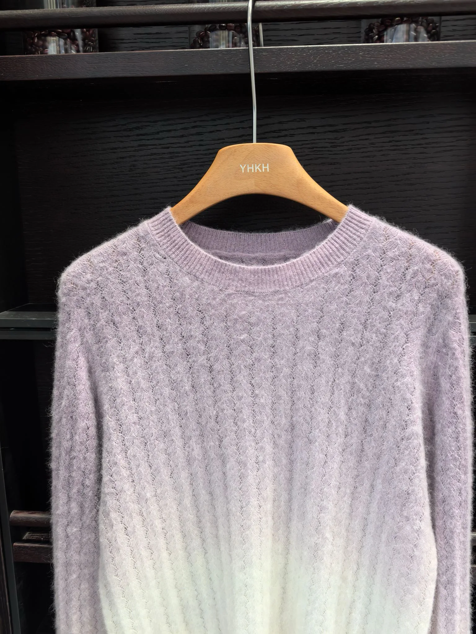 بلوفر نسائي فاخر من الصوف المحبوك باللون الأرجواني المتدرج للخريف والشتاء #3