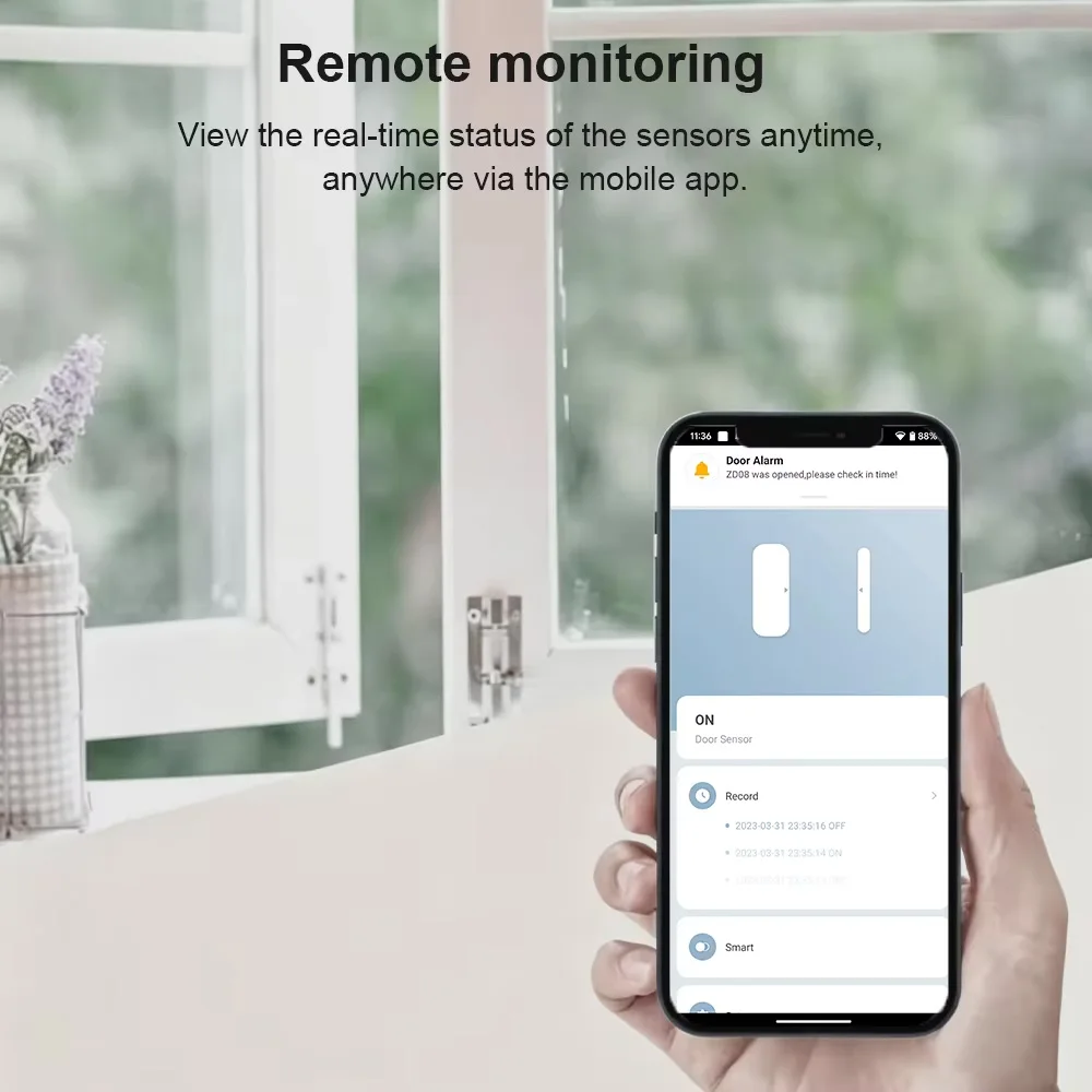 Zigbee 3.0 Door Window Sensor Magnetic Contact Smart Home Security Smart Life App Home Assistant ZHA Zigbee2MQTT Alexa Yandex view 3