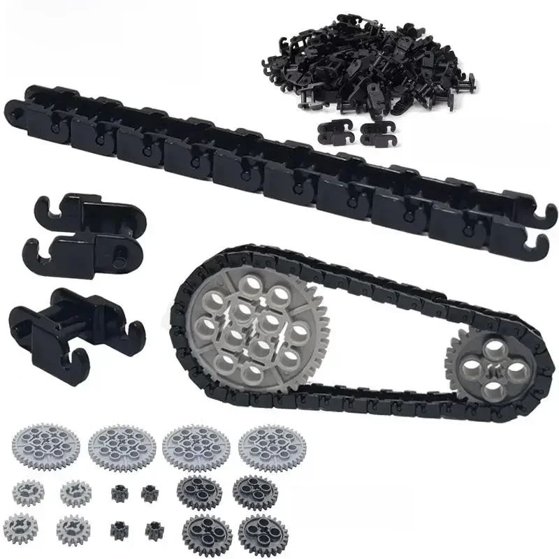 100 pièces ensemble d'engrenages techniques chaîne à maillons briques ensemble d'engrenages pièces 3711 14696 10928 94925 3648 3649 pour blocs de construction MOC Train jouets