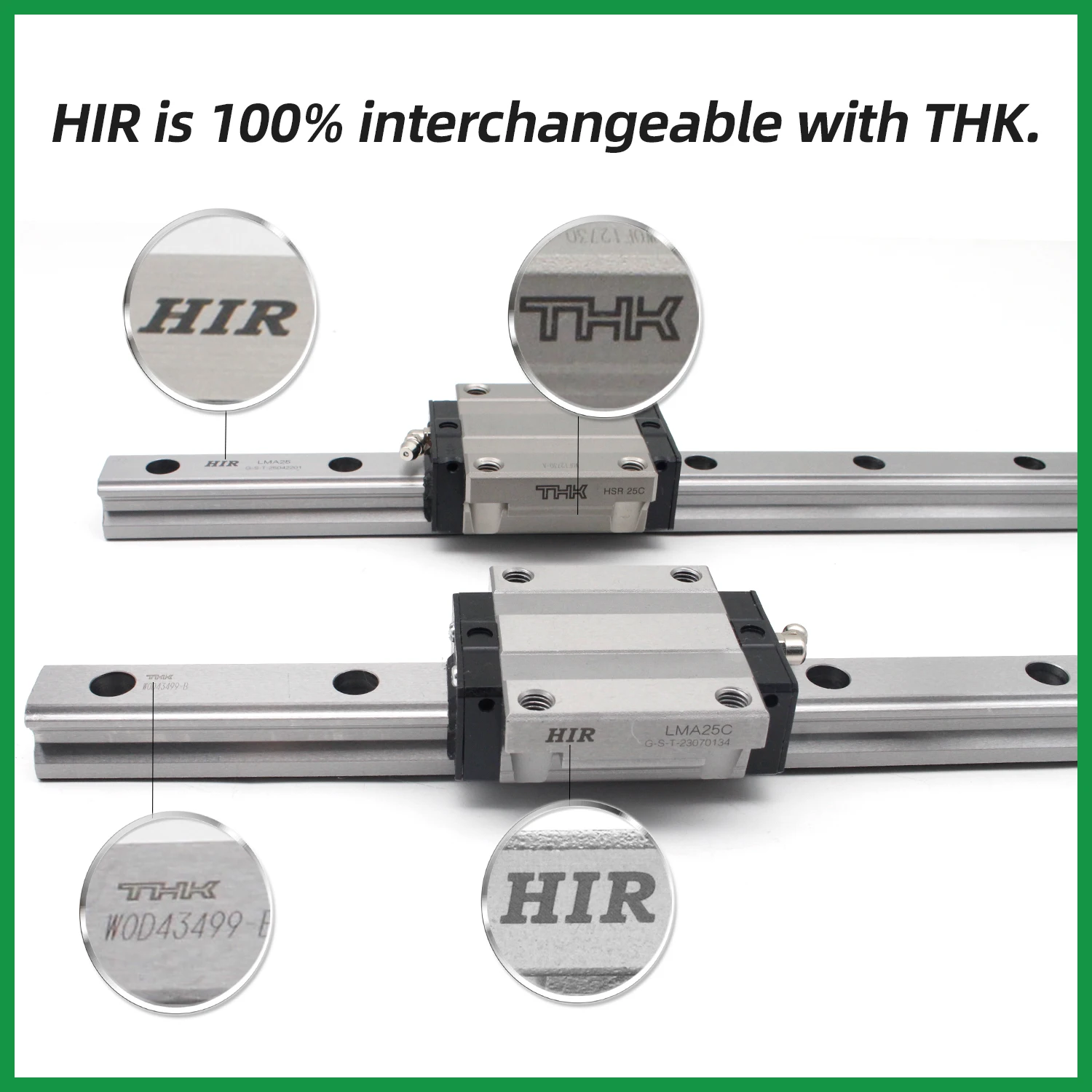 HIR CNC محمل خطي LMA 25 LMA25 LMA25C LMA25C1UU LMA25C1SS عمر خدمة طويل قدرة تحميل عالية تحمل عربة فولاذية #5