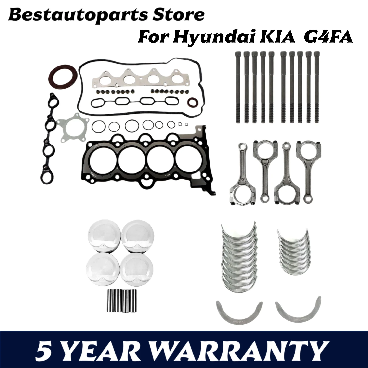 

G4FA Engine Overhaul Rebuild Kit Piston Gasket Conrod Bolts For Hyundai Kia 1.4L