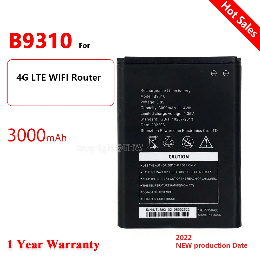 

Original B9310 11.4Wh Rechargeable Battery For D-LINK B9310 4G LTE Wi-Fi Router Hotspot Modem 3.8V 3000mAh Replacement Battery