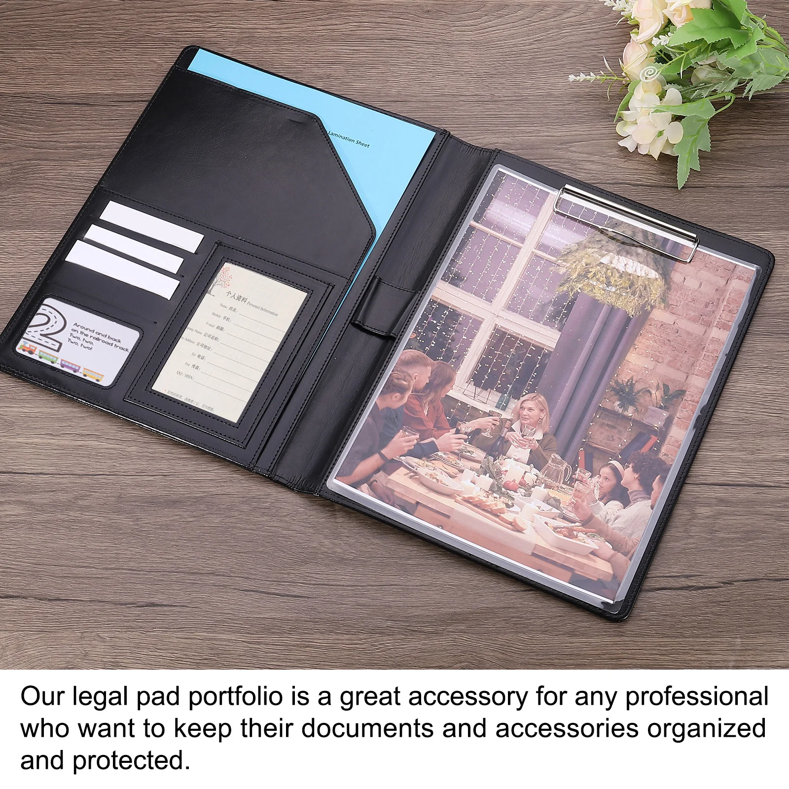 Imagem -05 - Leather Business Portfolio Pasta Organizador do Case do Documento Prancheta Zipper pu