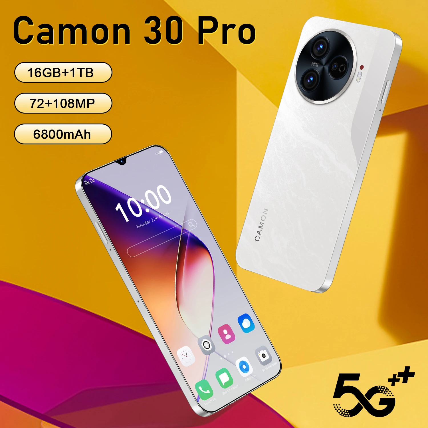 

Global Version Mobile Phone Camon 30 Pro 6.8inch HD 16G+1T 5G CellPhone NEW Original Face Unlocked 108MP Camera 6800mAh Battery