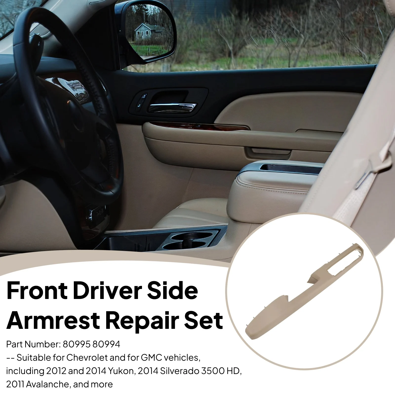 

Front Driver Passenger Side Armrest Repair 80995 80994 for Chevrolet Sierra 2011-2012 Tahoe 2010 2012-2013 Sierra 1500 2011
