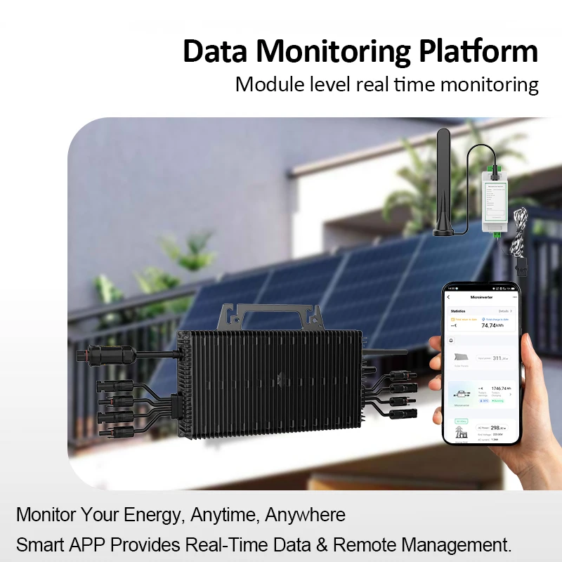 SUKFLOW Zero Export 2250W Solar Micro Inverter WiFi Monitoring IP67 MPPT Balcony PV System Plug and Play