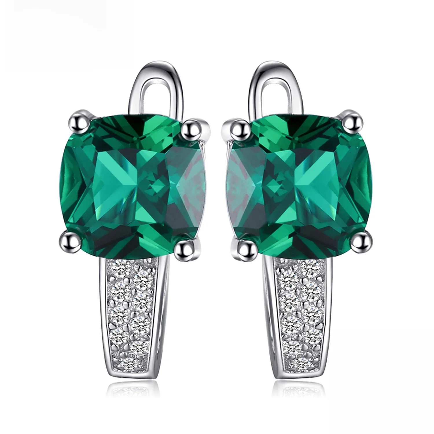 JewelryPalace symulowane zielony szmaragd utworzono Ruby Sapphire 925 Sterling srebrne kolczyki koła dla kobiet kamienie szlachetne Huggie kolczyki — zdjęcie 2
