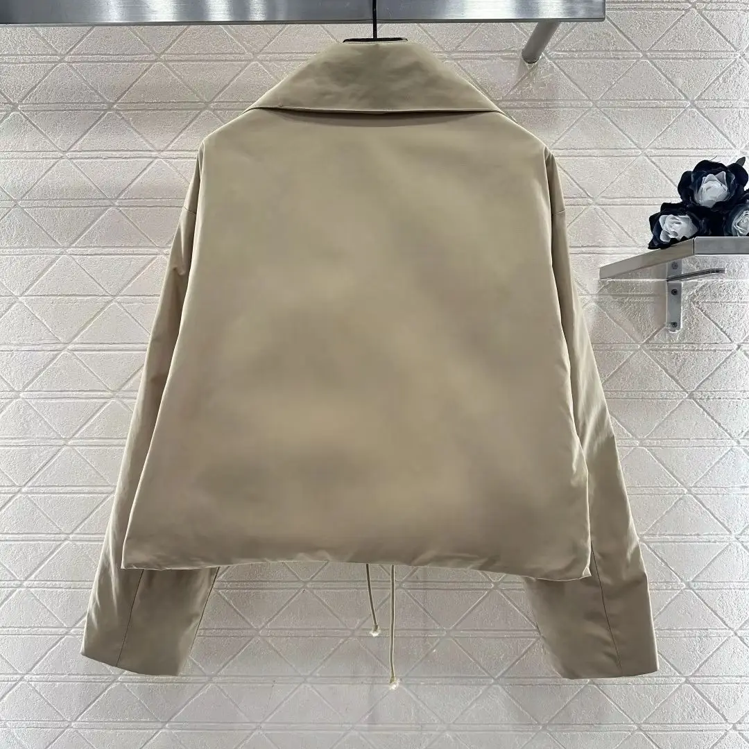 

2025 New Women Clothing Scarf Stand-Up Collar Cotton Jacket Baseball Style Cotton Jacket Zipper Placket Detachable Scarf Design