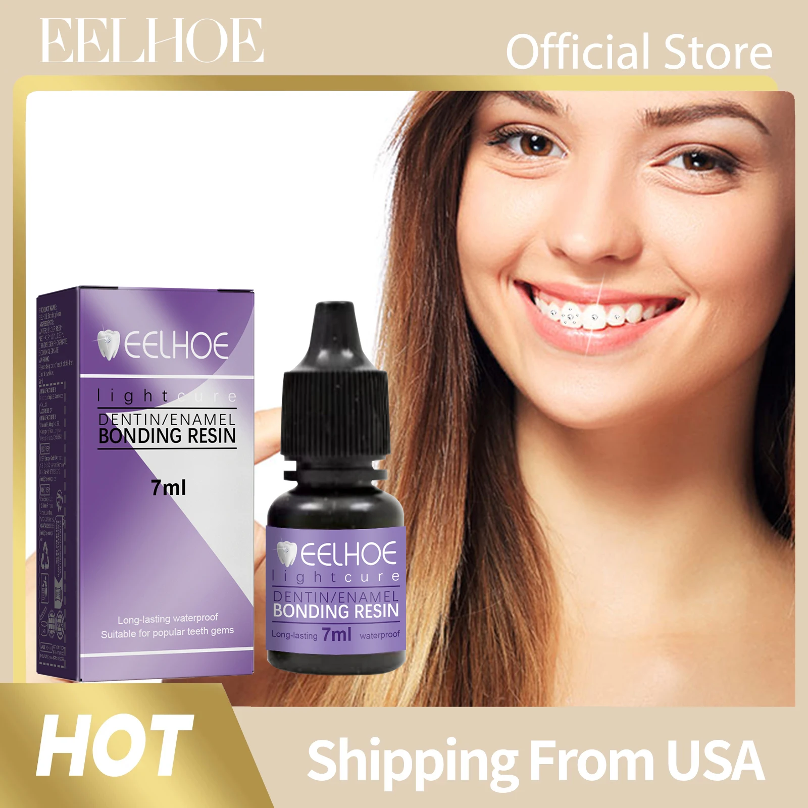 

Eelhoe Tooth Gem Glue Bonding Resin DIY Fashion Diamond Crystal Ornaments Self-Adhesive Long-Lasting Waterproof Orthodontic Gel