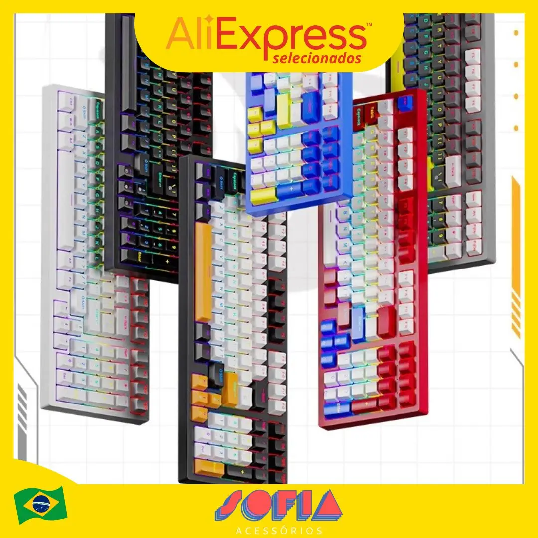 Interruptor Azul RGB Teclado de Computador, USB, RGB, Computador, PC, Notebook, PS4, Xbox, Idioma, Português, Celular
