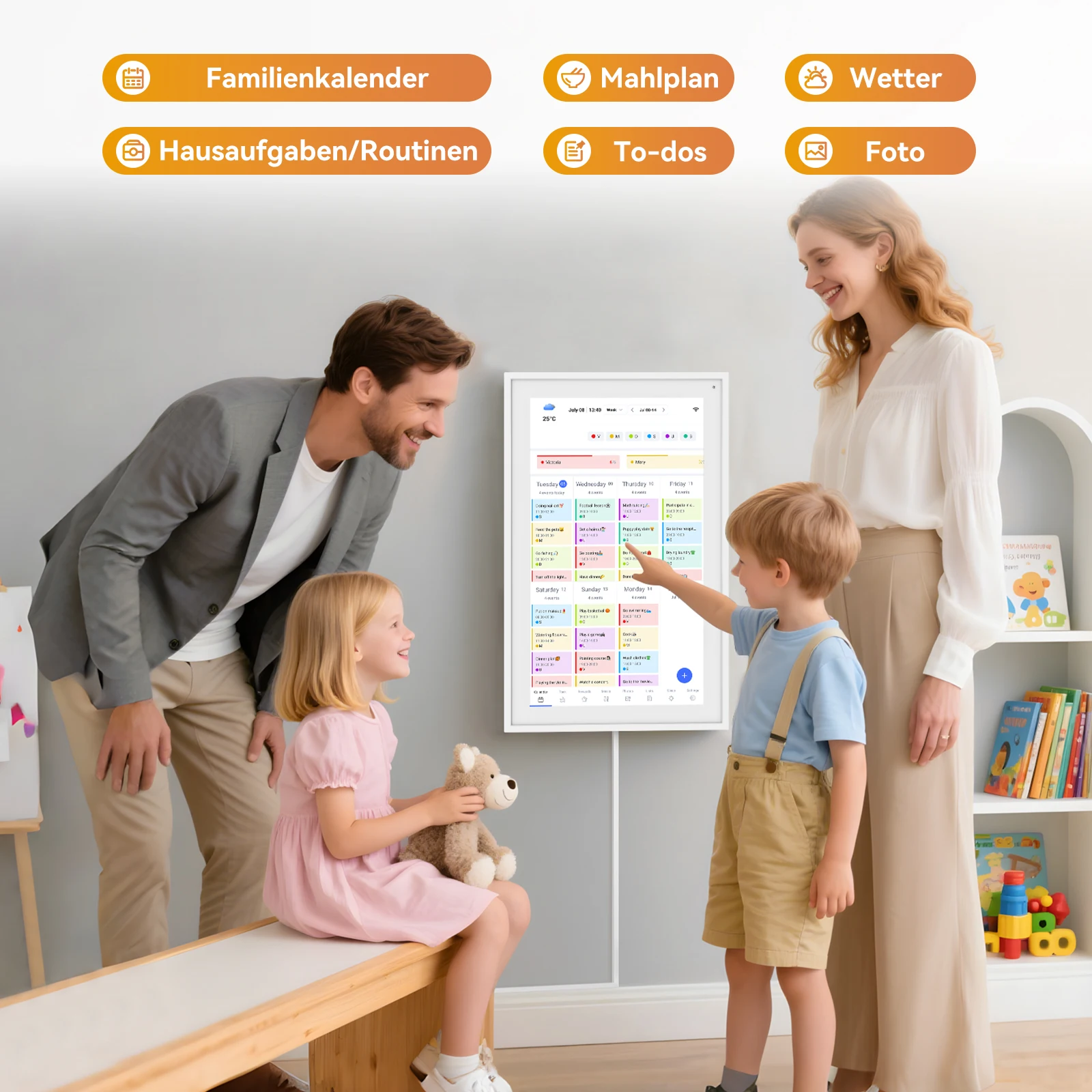 Kingrid P15 15,6 Zoll WLAN Smart Digitaler Kalender, Mahlzeiten- &Aufgabenplanung, Belohnungen für Kinder, Wi-Fi, Google/iCloud-Synchronisierung, 32GB Wand-Touchscreen Smart Elektronischer Kalender mit App-Steuerung – Detail 4