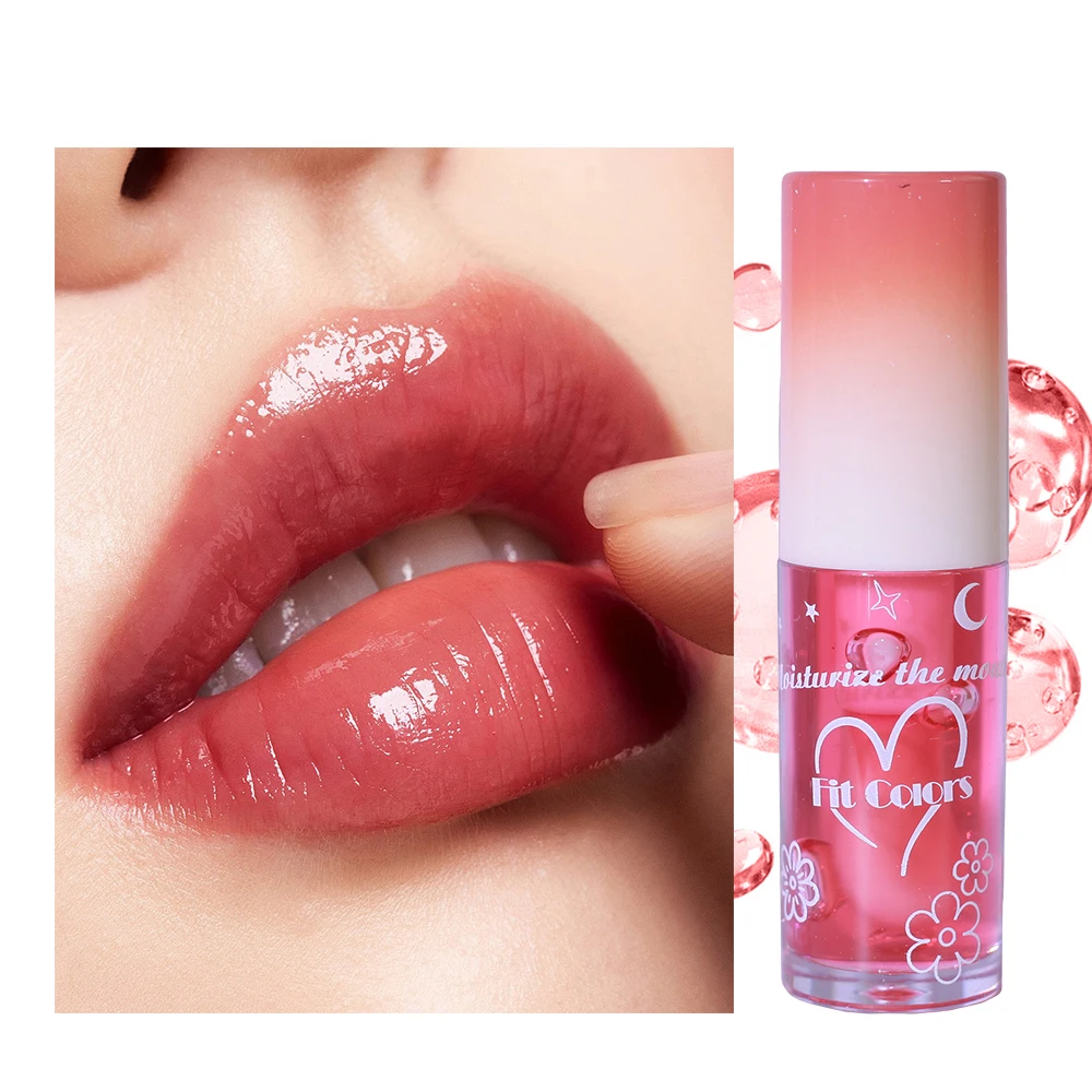 FitColors 6-color mirror lip gloss, long-lasting moisturizing lip balm, plumping fruit lip oil, large brush head