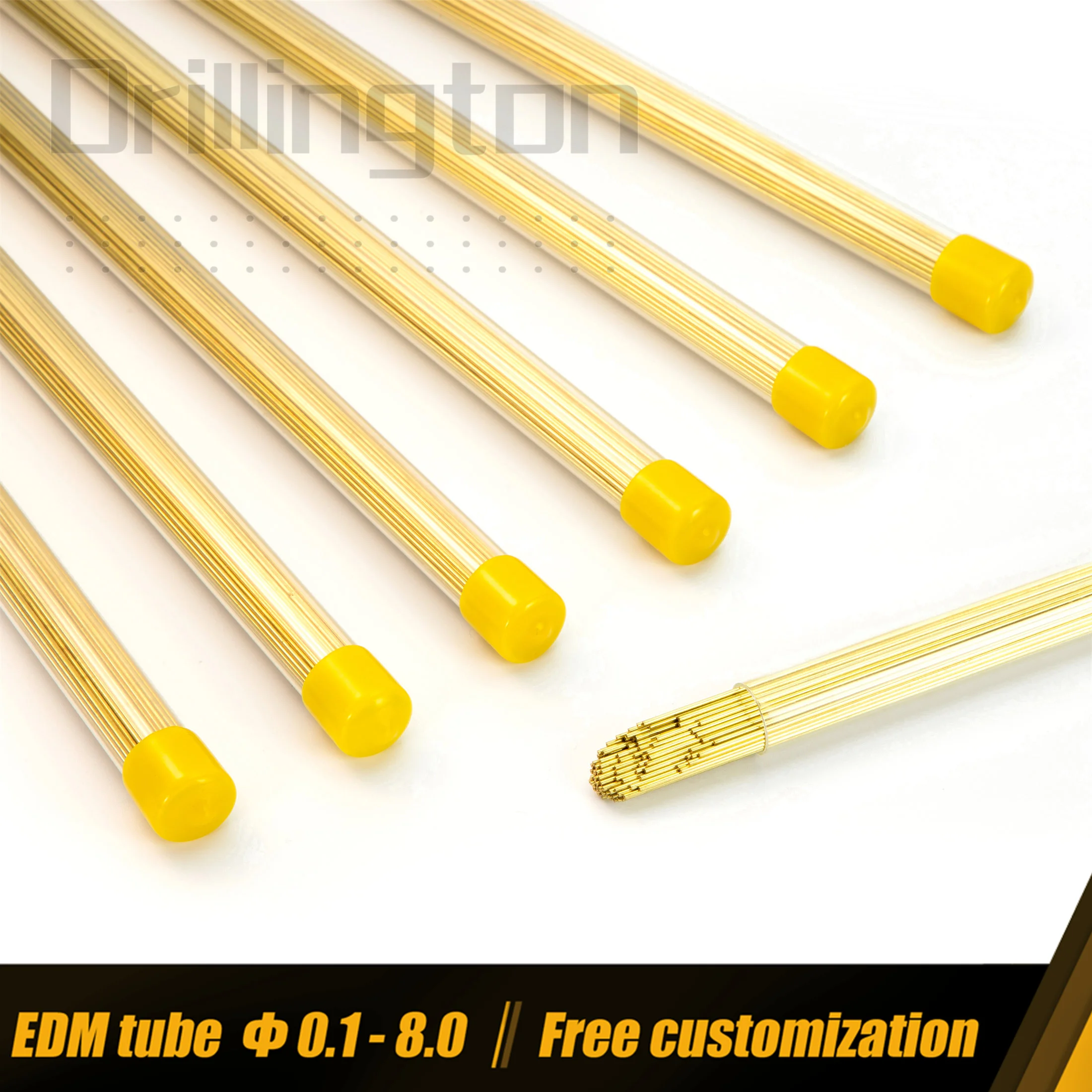 Drillington EDM Tube Brass Copper Tubes High Precision 0.5mm 0.6mm 0.7mm Single Hole Electrode Tube for EDM Machine