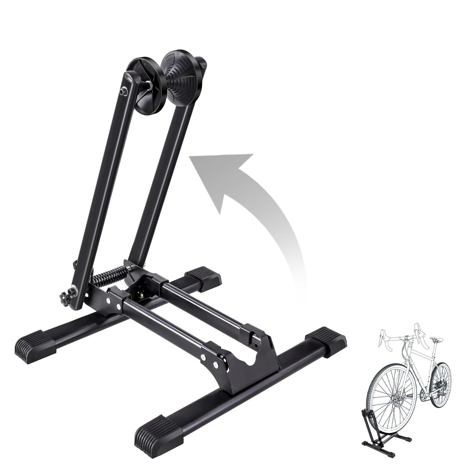 Fahrradständer Bodenparker Faltbar 20-29 Zoll Finn Stahl Fahrradhalter Hinterrad Vorderrad Ständer Stabil Platzsparend Anti-Rutsch Füße Schwarz für Mountainbike Rennrad E-Bike