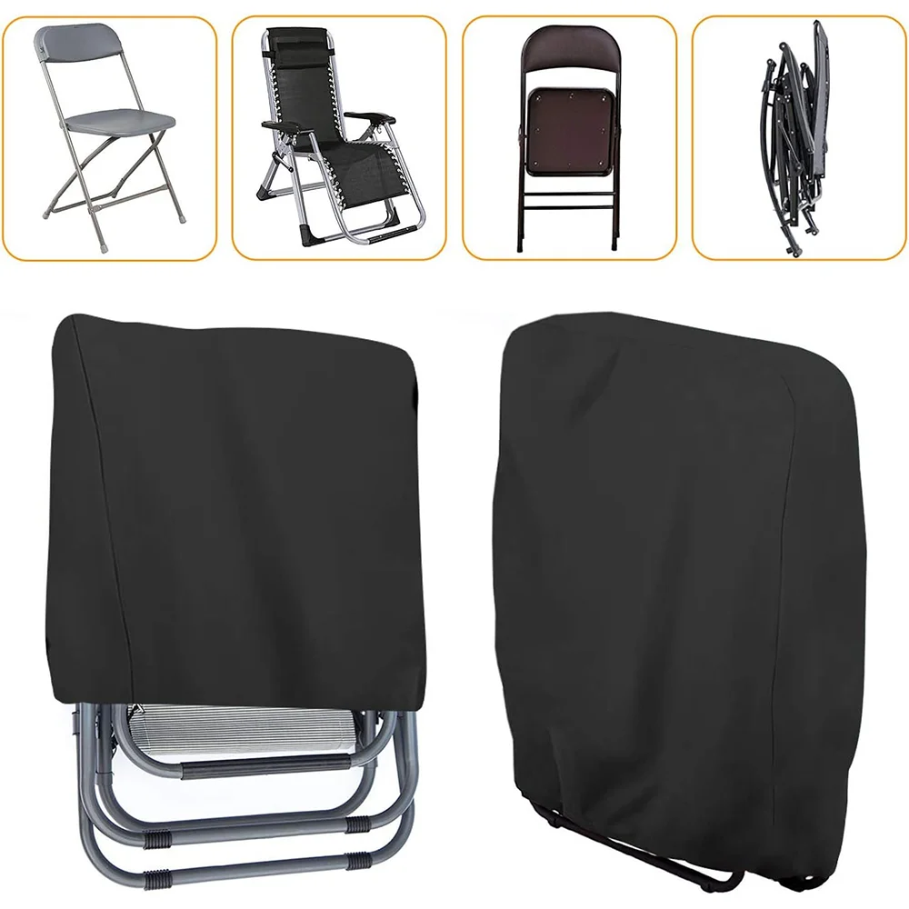 210D Oxford Fabric Protective Cover, Patio and Garden Chair Cover with Drawstring Closure. Folding Chair Dust Resistant Cover.