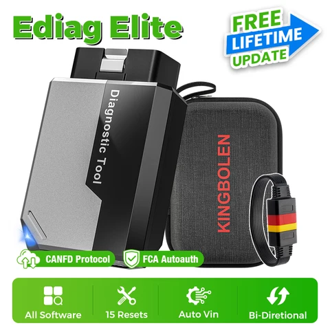 ГОРЯЧИЕ KINGBOLEN Ediag Elite, бесплатные пожизненные автомобильные диагностические инструменты, все системы 15, двунаправленный встроенный сканер CANFD FCA OBD2 сброса