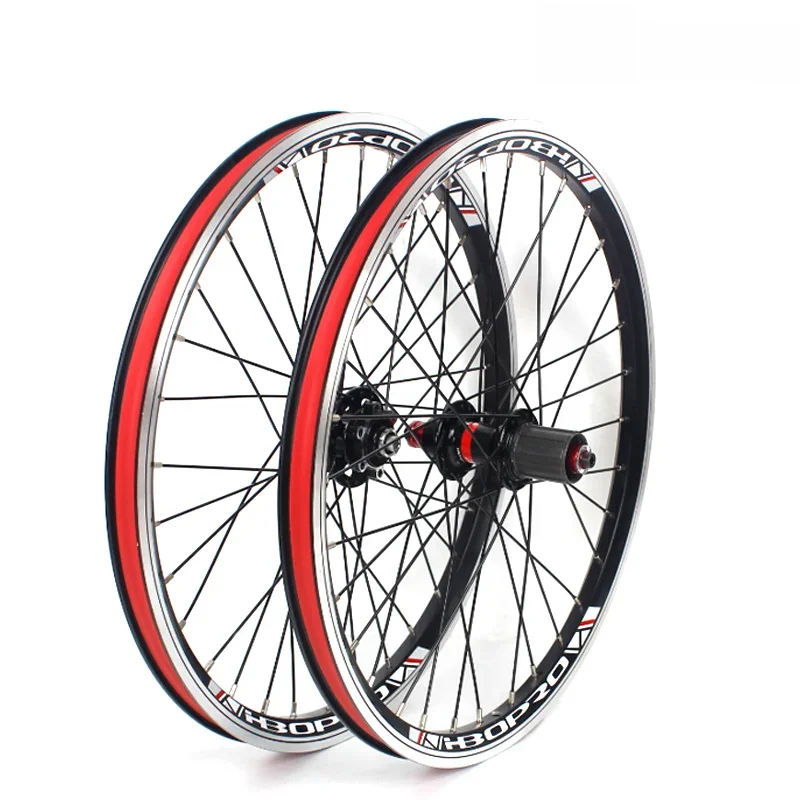 AliExpress 20 inch 406 folding bicycle wheelset 451 74mm Disc brake Aluminum alloy wheels V brake 2 bearing 7-10speed 20 24 32H Bike Wheels