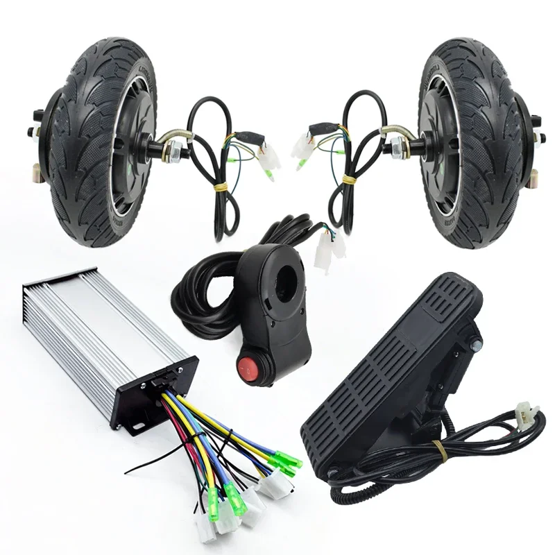 AliExpress TOXIAO 8-inch 350W solid wheel hub dual motor 700W 24V36V48V modified scooter go kart dual motor kit with drum brake