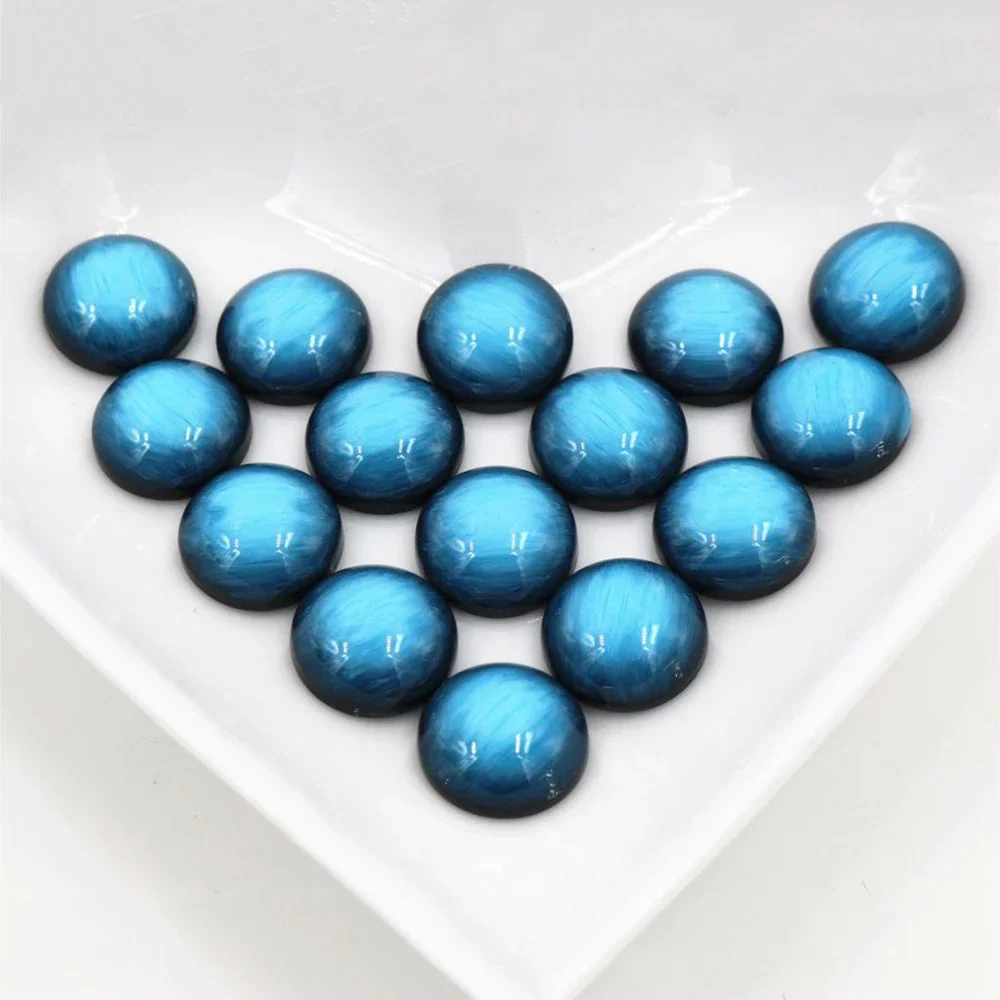 Nowa moda 40 sztuk 12mm niebo niebieskie odcienie stylowe szczotkowanego Style mieszkanie powrót kaboszony z żywicy Cameo-V5-08 — zdjęcie 2
