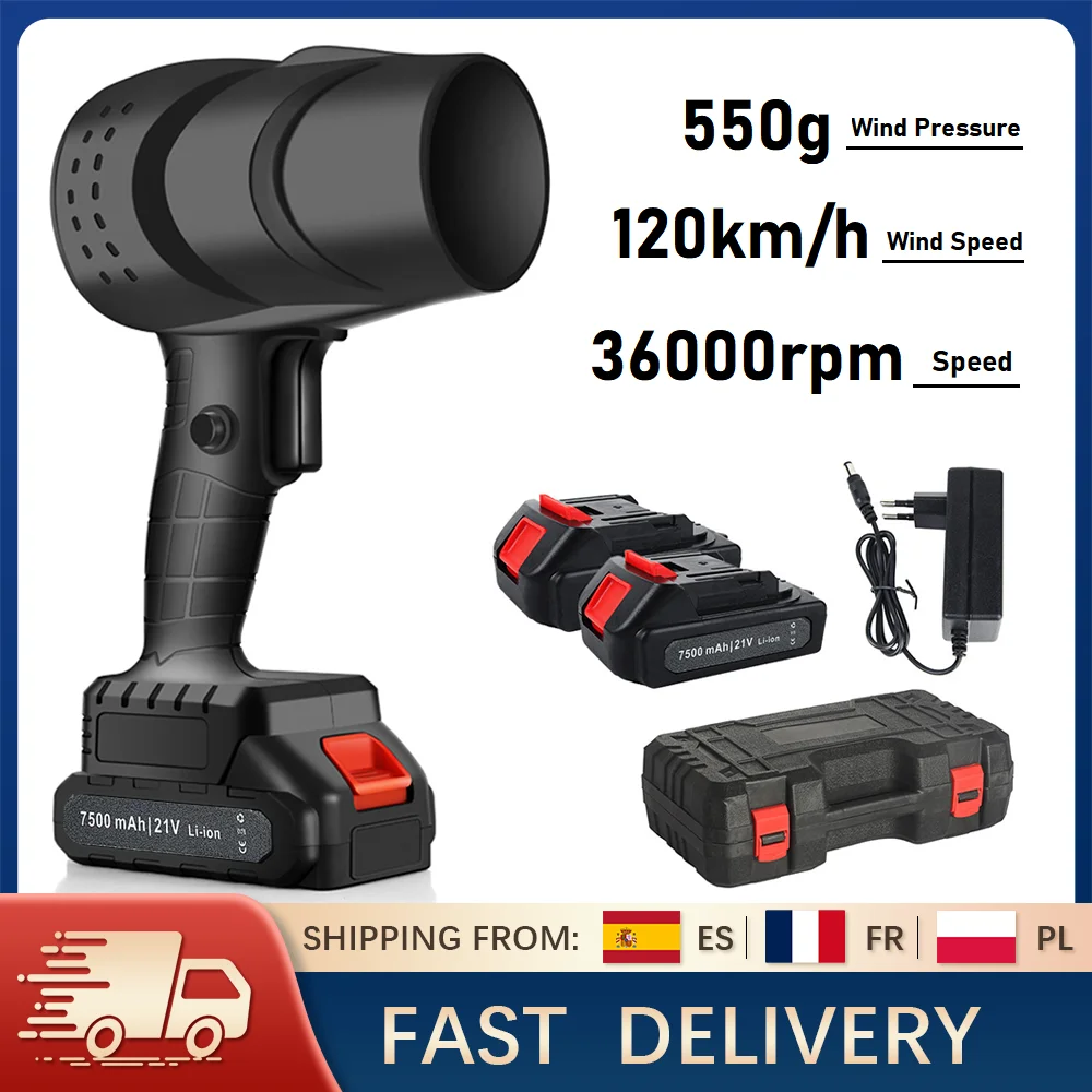 Soplador Turbo inalámbrico de 120 km/h, secador de coche de alta velocidad de 36000RPM, soplador de hojas de nieve, limpiador de polvo, ventilador de chorro eléctrico para batería de 21V