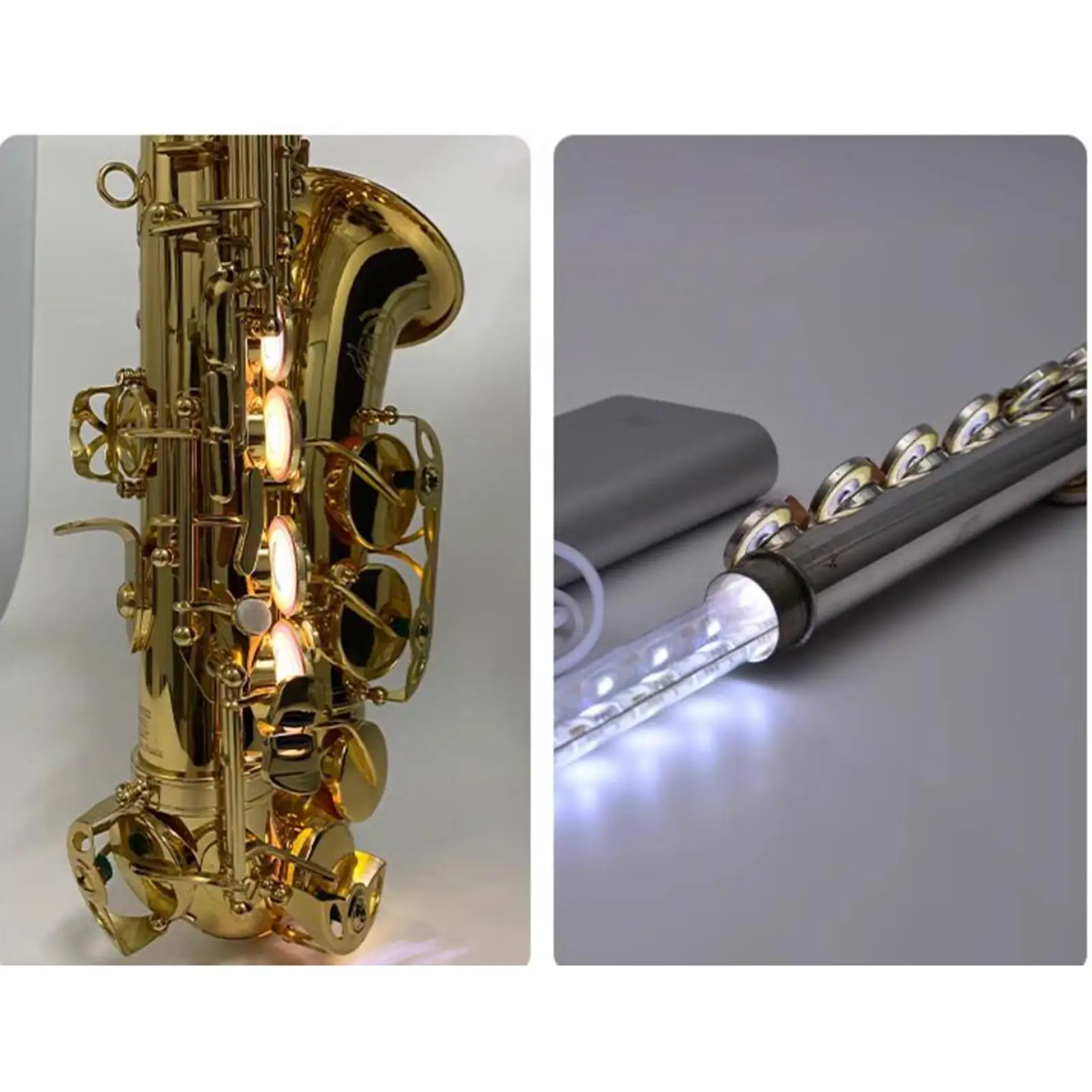 Professional Sax LED Leak Light Tester Lamp Flame Retardant Plastic Shell Accessories For Saxophone Flute Clarinet Repair