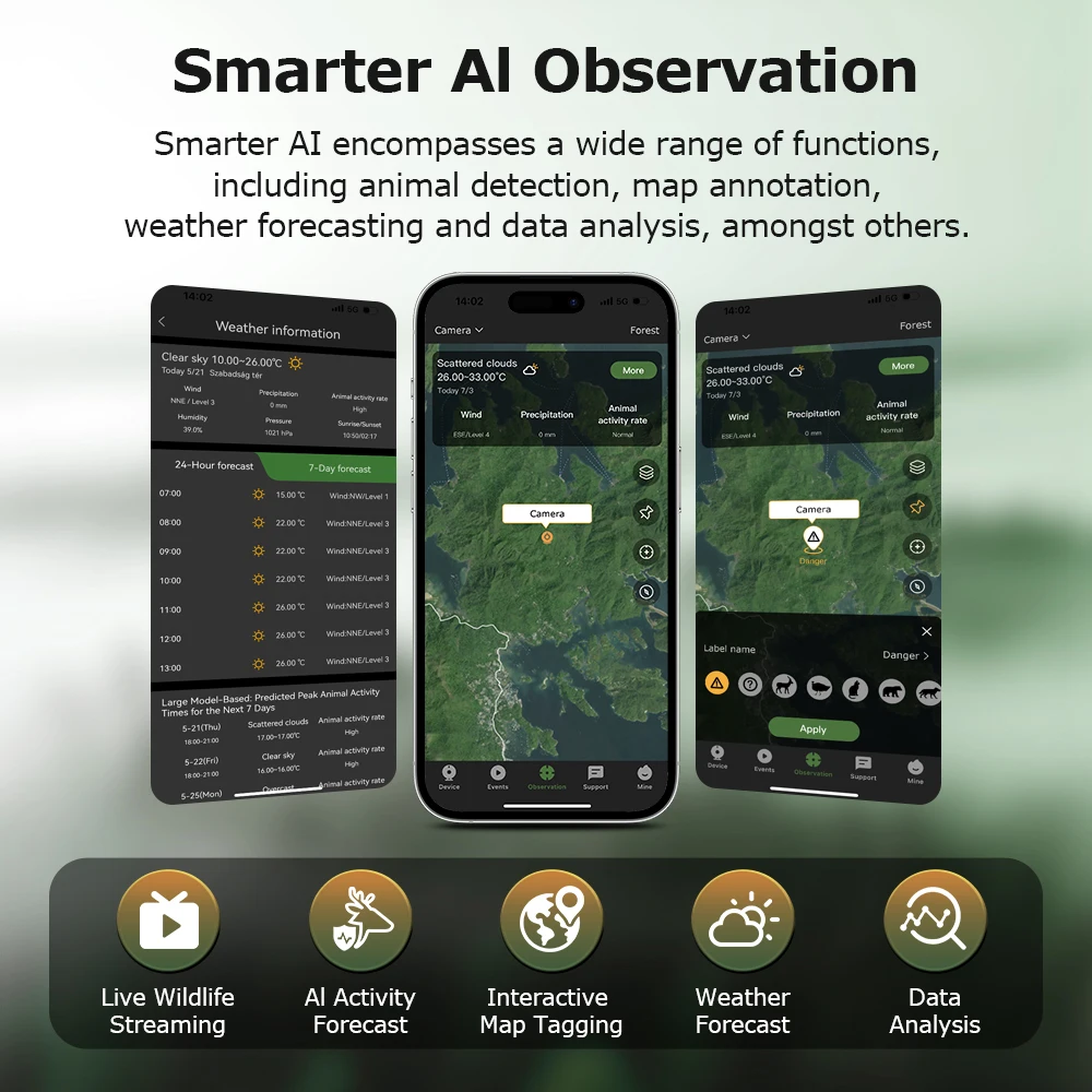 INQMEGA 24MP Hunting Camera LI Battery Outdoor 950nm Night Vision Dual-Lens Hunting Camera App Control Live Ucon APP for Forest