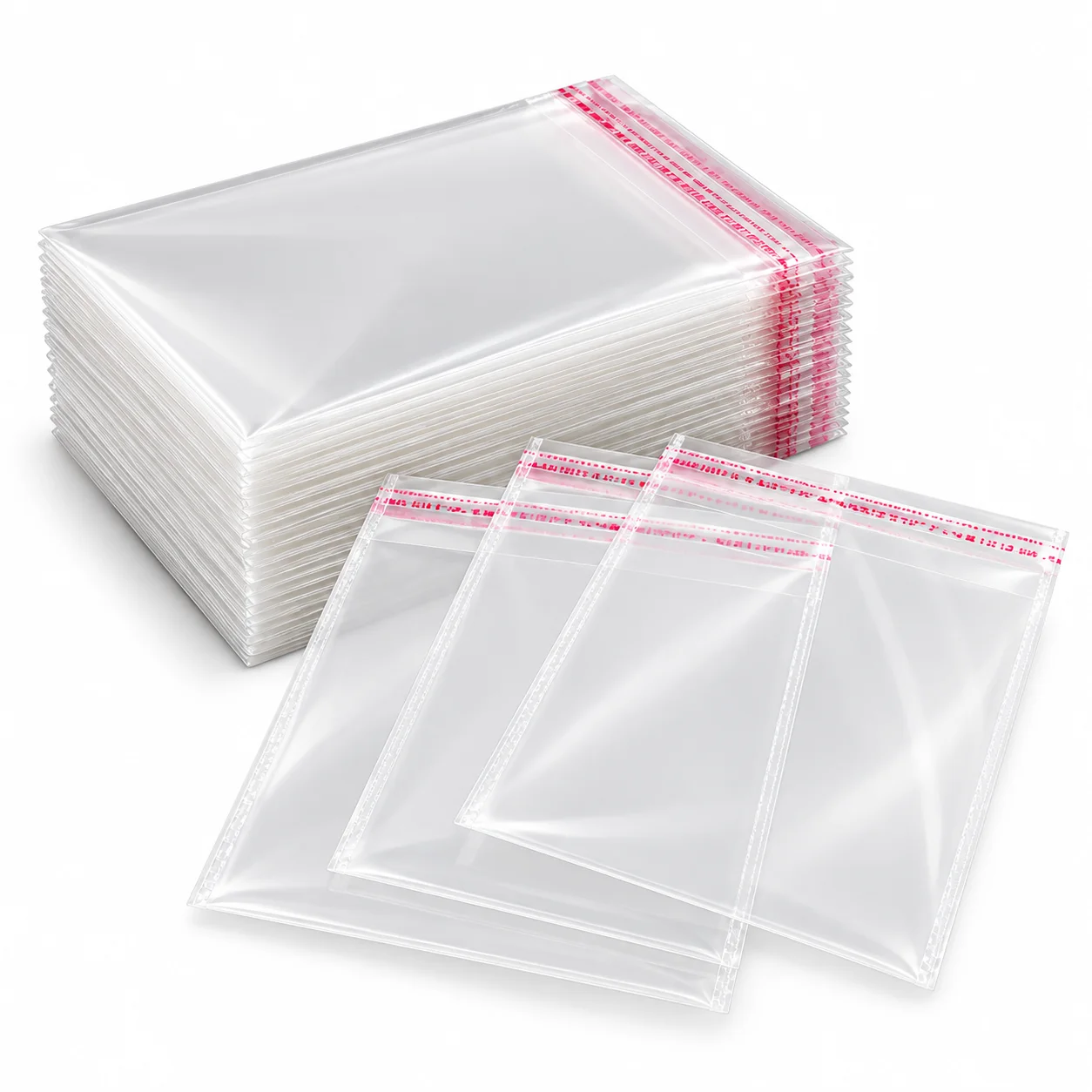 200 PCS 8x12 cm Clear Self-Adhesive Bags – Peel & Seal OPP Plastic Bags – Transparent Resealable Packaging for Jewelry, Greeting Cards & Stickers