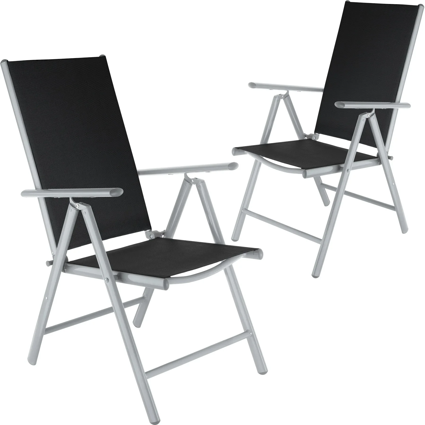 Tectake - Sillas de jardín plegables de aluminio, Estructura de aluminio revestido, muy estable y ligera, Plegables y con malla sintética transpirable, Respaldo alto y reclinable en 7 posiciones, muy