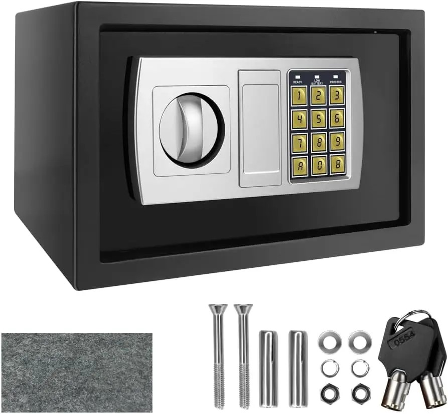 Heim-Tresor Feuerfest Wasserdicht Sicherer Digitaler Stahltresor Elektronischer Geldtresor für Zuhause und Büro 8,5L Schwarz