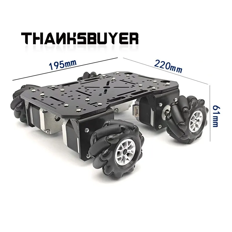 Einschichtiges / doppelschichtiges 42-Schrittmotor, intelligentes Roboter-Auto-Chassis, 4WD-Chassis mit 60 mm Mecanum-Rädern