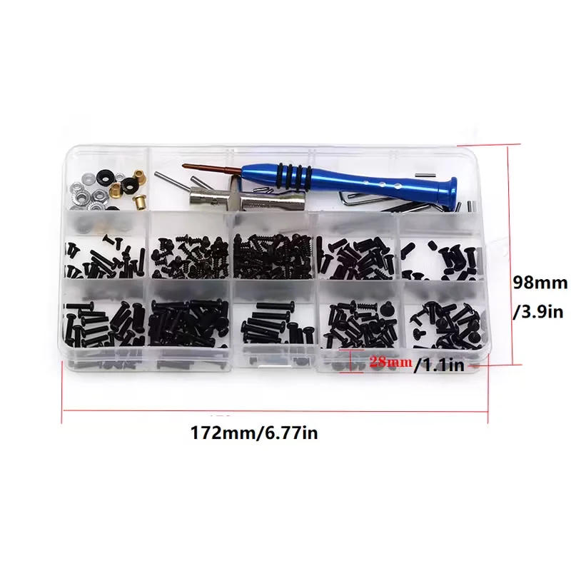 316pcs RC Car Tool Kit Set with M2 M2.5 M3 Screws, Nut, Wrench - Repair Supplies for WLtoys 1/14 144001 RC Car Accessories