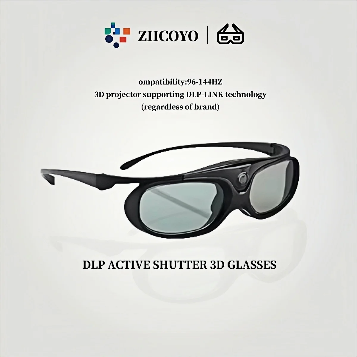 DLP Link 3D Glasses Active Shutter Eyewear Rechargeable Glasses Circular Glasses for DLP 3D Projectors