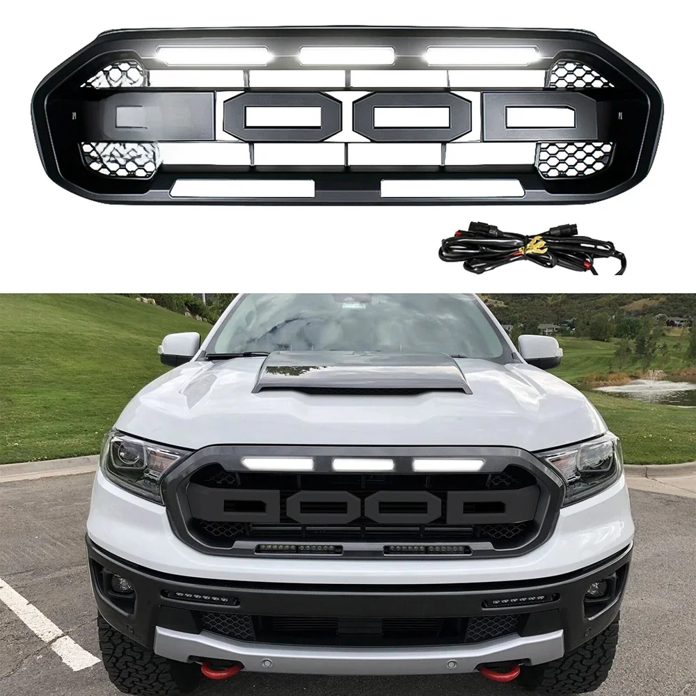Zmodyfikowany dla Ranger przedni Grill zderzaka dla Ranger T8 XL XLT MK2 2018 2019 2020 kratka wyścigowa samochodu zderzak przedni pokrywa wykończenia okładka — zdjęcie 2