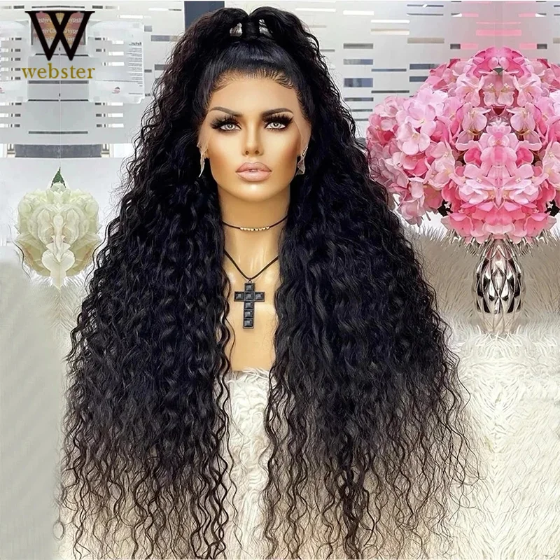 

Websterwigs Synthetic Wig Black Curly Glueless Lace Front For Women With Baby Hair Heat Resistant Fiber Hair Wigs Daliy Wear