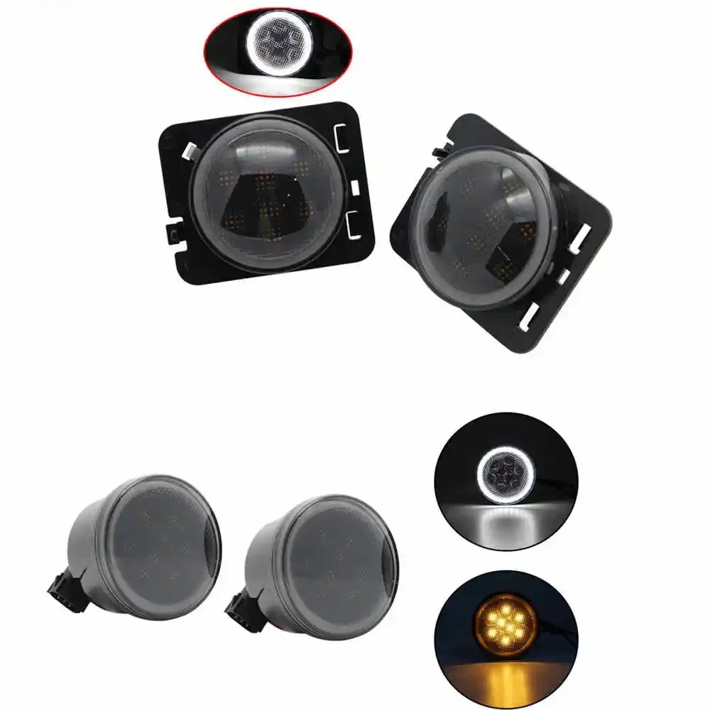 Przedni kierunkowskaz LED do Jeep Wrangler JK 2007-2017 Bursztynowe światło boczne błotnika do Jeep Wrangler DRL Zespół lampy — zdjęcie 2