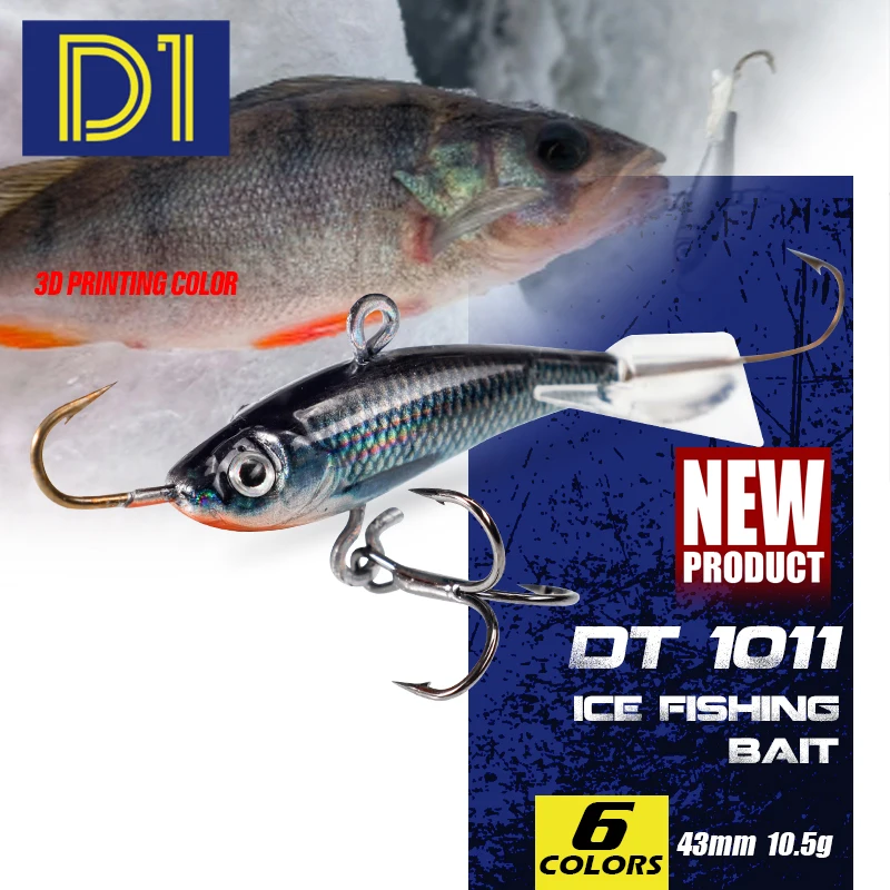 

D1 Ice Fishing Lure 43mm/10.5g Winter Sinking Hard Bait Artificial Jigging Balancer Vib For Bass Pike Fishing Tackle